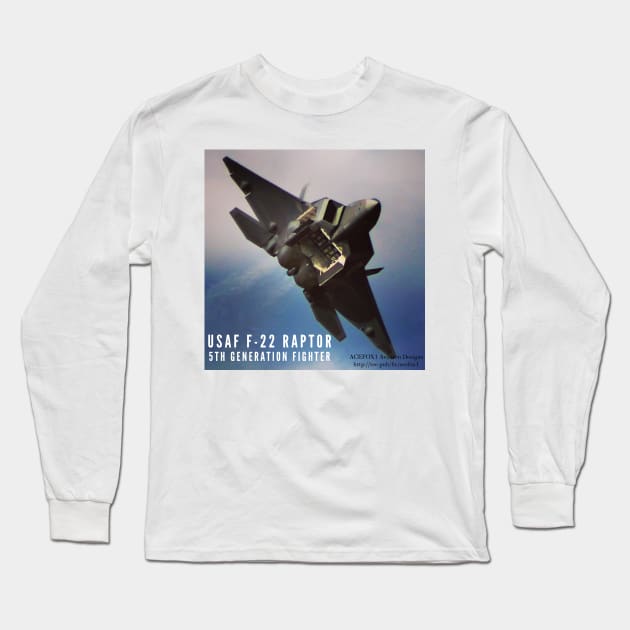 F-22 Raptor Doors Open Long Sleeve T-Shirt by acefox1